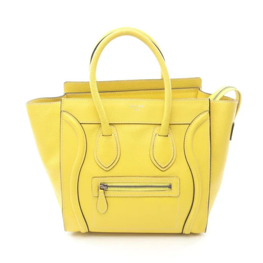 Celine Luggage Tote Shopper Tote Bag Leather Yellow